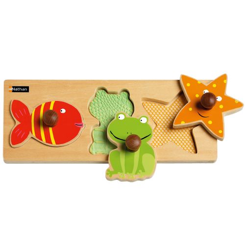 Nathan觸覺握鈕拼圖-水生動物